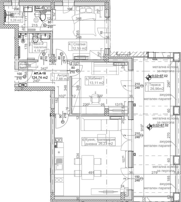 Тристаен апартамент 151 кв.м.