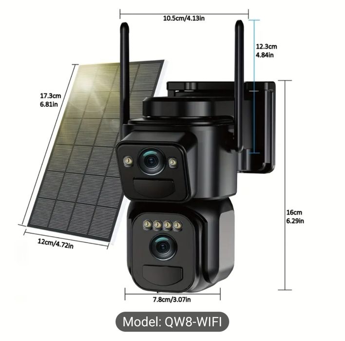 Camera de supraveghere pentru exterior WIFI cu panou solar