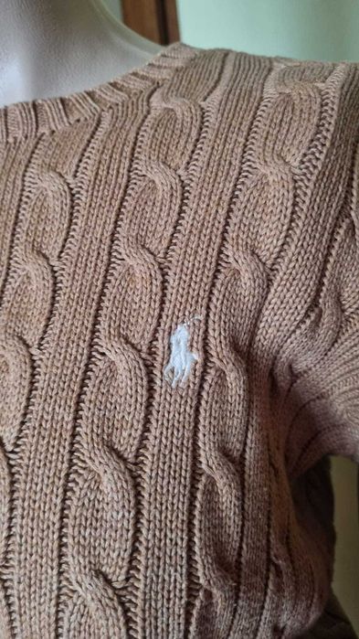 Pulover bej Ralph Lauren, bumbac 100%, marimea L