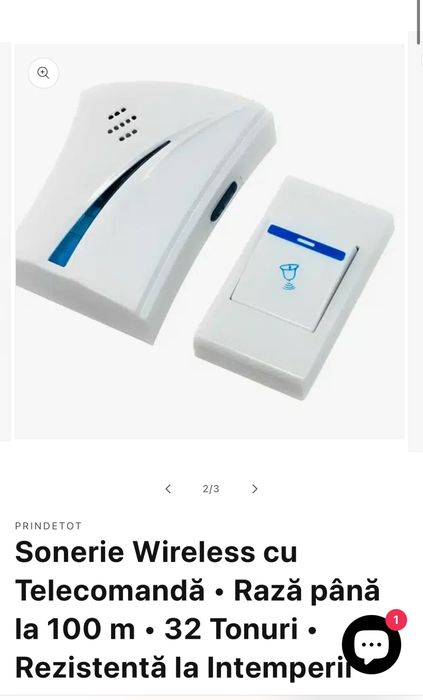 Vând sonerie  wireless cu telecomandă,totul nou sigilat!