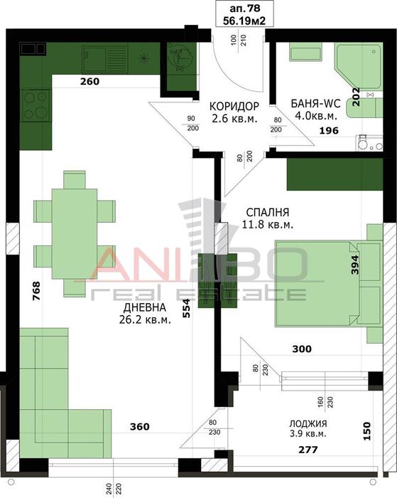 2-стаен в Варна-Кайсиева градина площ 6353 цена 112700