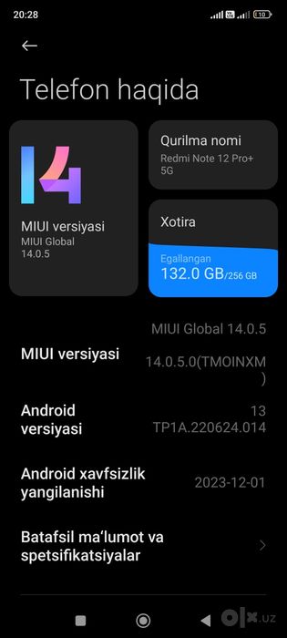 Redmi note 12 pro plus 5G 12+8/256