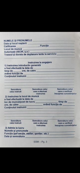 Fise de instructaj protectia muncii SSM si SU, Dosar medical - Tipizat