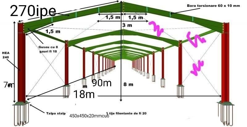Vand hale metalică structura12x30 si 18x50