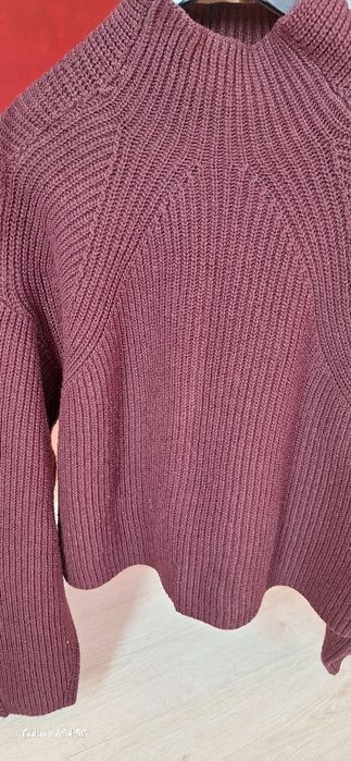 Плетен пуловер на H-M в цвят бордо размер M-L