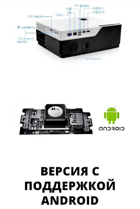 Новый Проектор, андроид, wifi, 3D очки