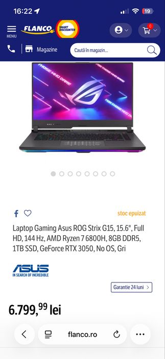 Laptop Asus ROG Strix G15 RTX 3050