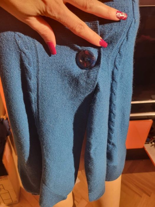 Елек в петролен цвят Adagio, мерино и кашмир