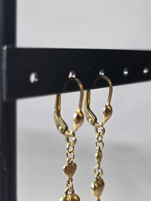 Cercei Lungi cu Inimi din Aur 14K – Design Romantic și Elegant