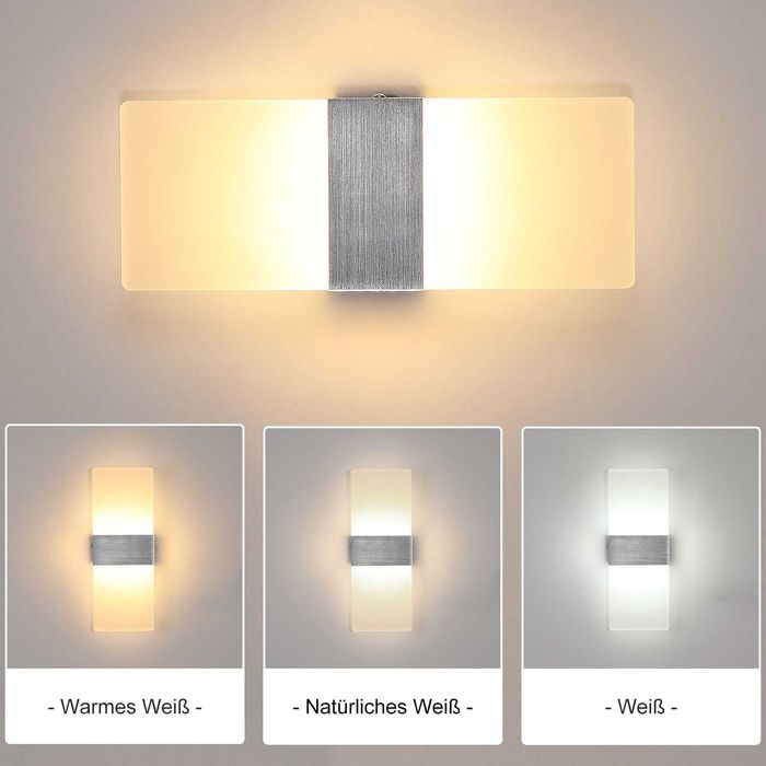 Aplica de perete LED 12W, reglabilă, interior, 3000-6000K