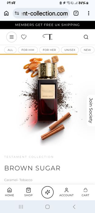 parfum TESTAMENT-  Sang Noir&Brown Sugar 65ml extrait de parfum