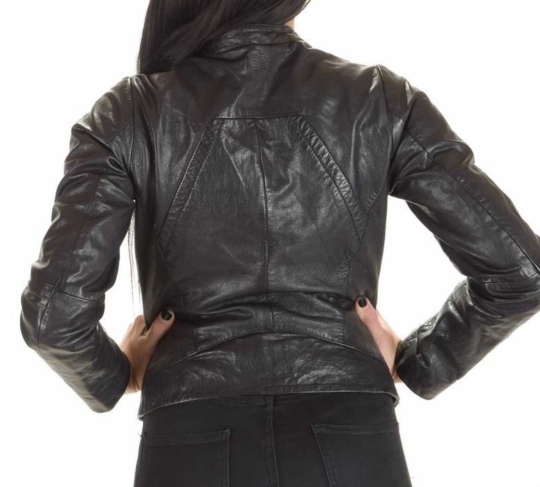 G-star Raw черно вталено яке от изцяло естествена кожа, размер XS/S