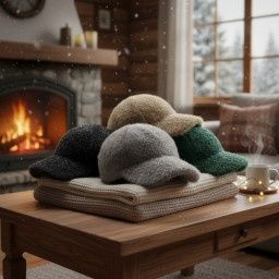 Топла дамска шапка с козирка – зимен пухкав модел