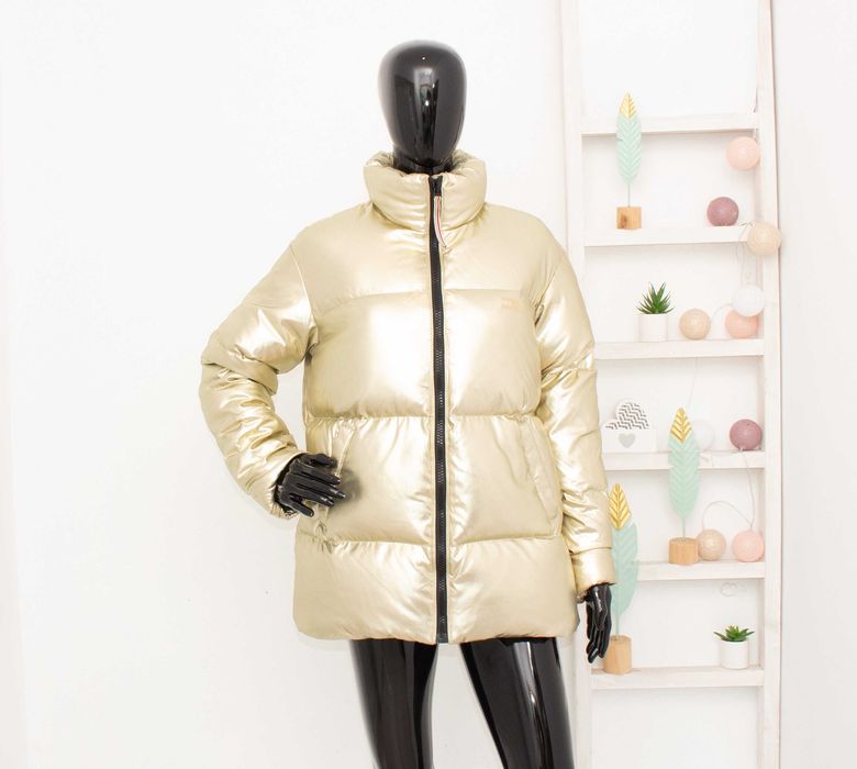 Tommy Hilfiger Icons Gold Puffer дамско яке златно пълнеж пух RARE S