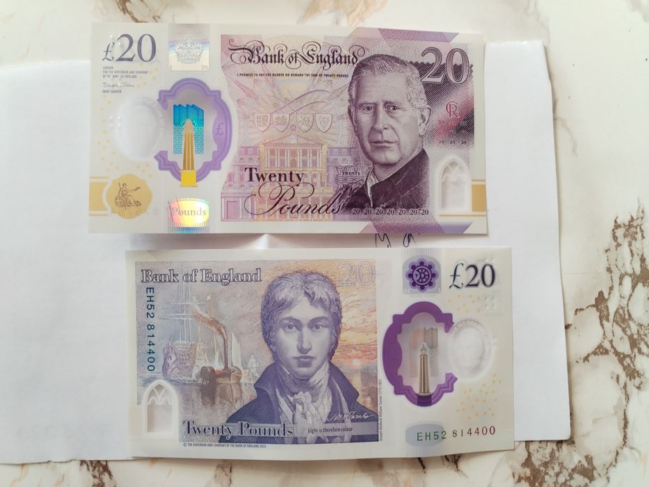 Bancnota colectie Regele Charles 20 Lire noua nerulata sau indoita