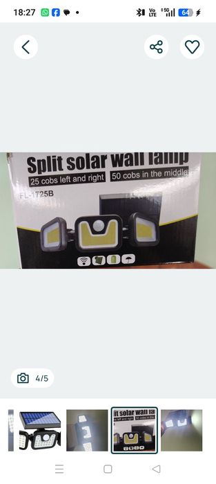 LĂMPI SOLARE EXTERIOR – 3 Modele Diferite (Preț pe Bucată)Vând lămpi solare noi, de generație nouă, ideale pentru curte, grădină sau garaj