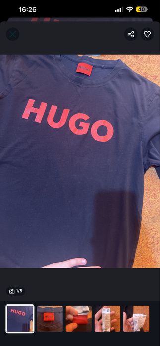 tricou hugo negru cu rosu