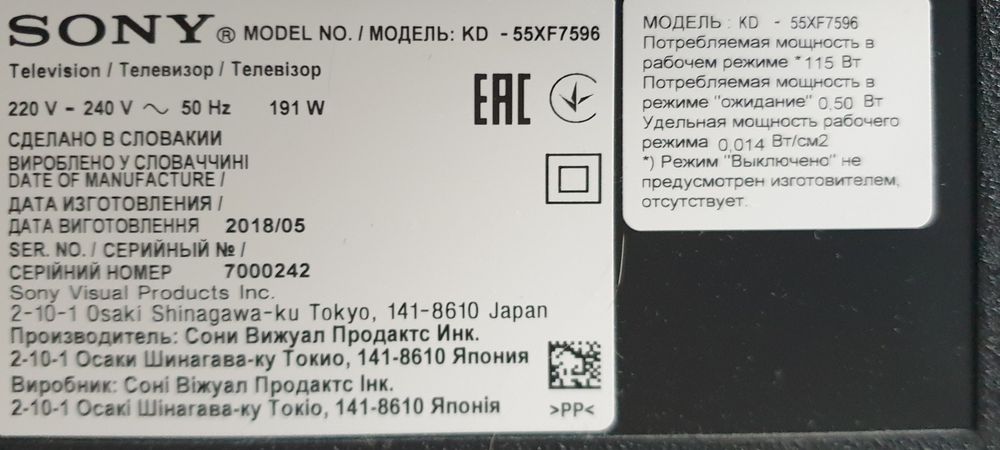 Пульты от телевизора Sony