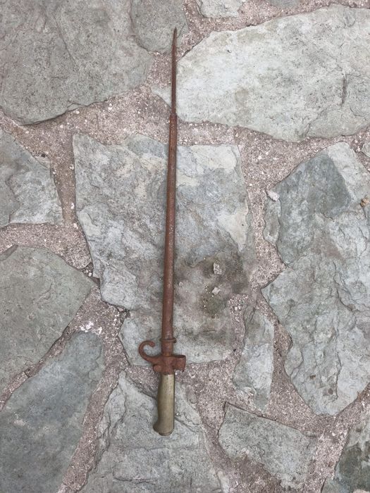 Vand baioneta franceza LEBEL Rosalie 1886 WW1 cu maner de bronz foarte