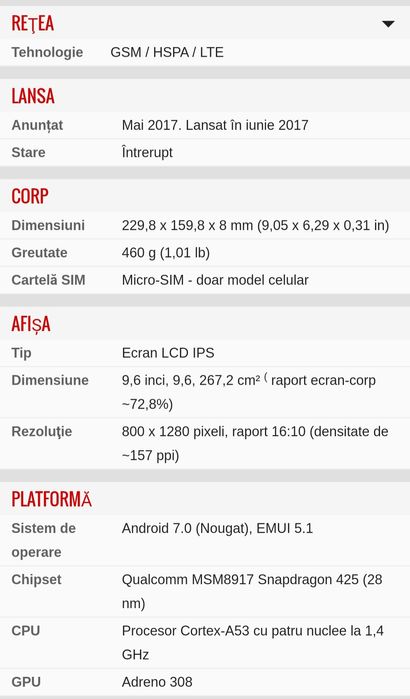 Tableta Huawei Mediapad T3 10