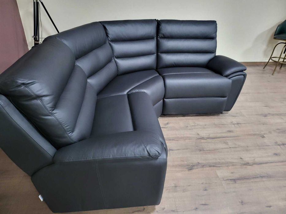 Черен кожен ъглов диван La-z-boy