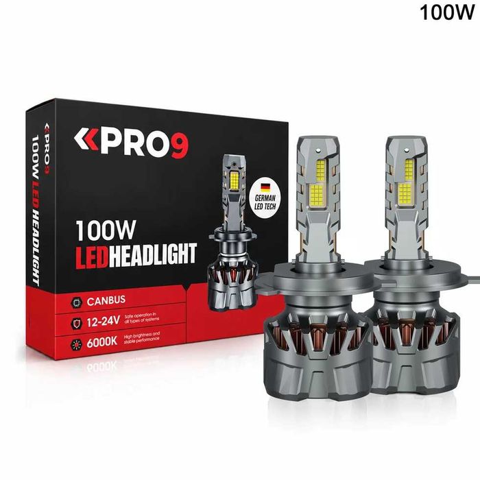 LED крушки H4 100W 6000K 16000lm 12-24V 2 ГОДИНИ ГАРАНЦИЯ