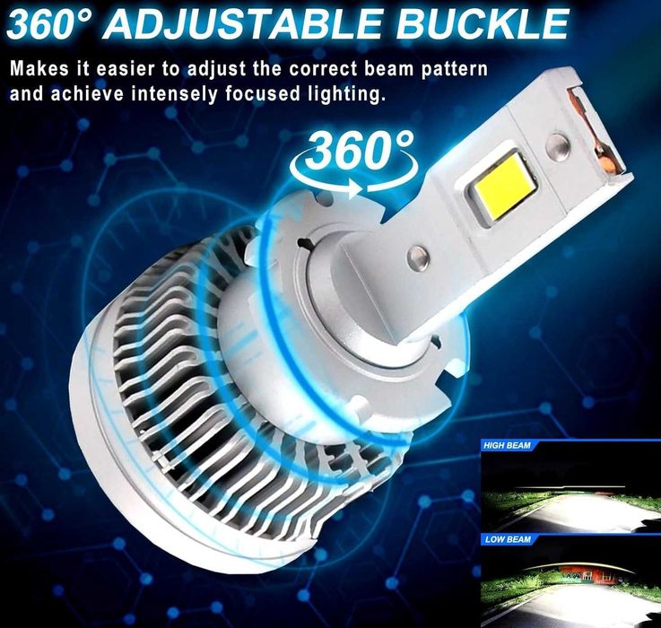 Комплект 2 броя LED диодни крушки D2S за xenon 12-24V 50000lm Canbus без грешки 6000K
