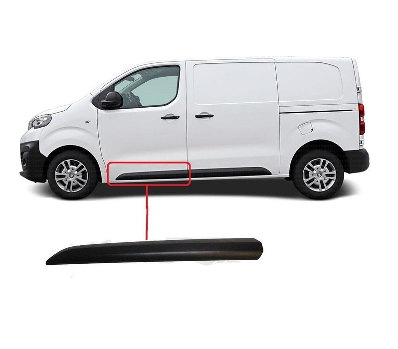 Bandou usa fata Citroen Jumpy/Spacetourer, 06.2016-; Fiat Scudo, 12.2021-; Opel Vivaro, 03.2019-; Peugeot Expert/Traveller, 06.2016-; Toyota Proace/Verso, 06.2016-12.2023, partea stanga/dreapta, negru, texturat; usa fata; lungime 980 mm