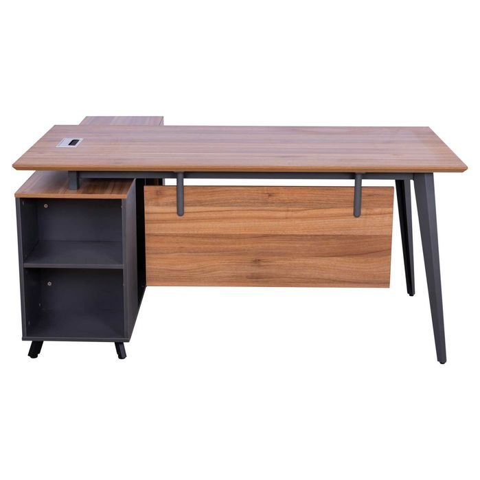 Ъглово офис бюро Puzzle-Home Supreme 160x160x75см Меден дъб и Антрацит