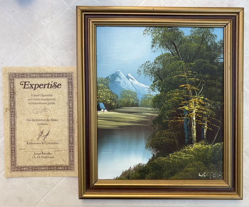 Кл. Планински Пейзаж - Маслена Картина от WELTER(В Рамка и Сертификат)