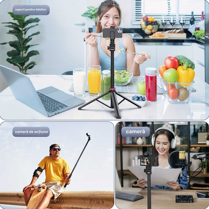Selfie stick stativ / trepied foto video - stand portabil, pliabil
