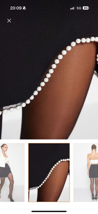 Елегантна черна пола с перли Trendyol