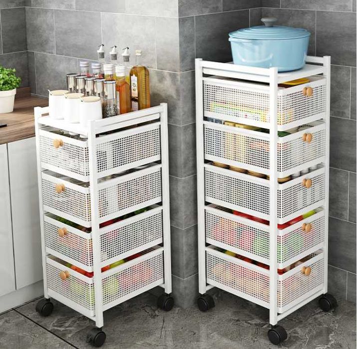 Стеллаж с выдвижными ящиками и колесами 6 уровней хранения s24