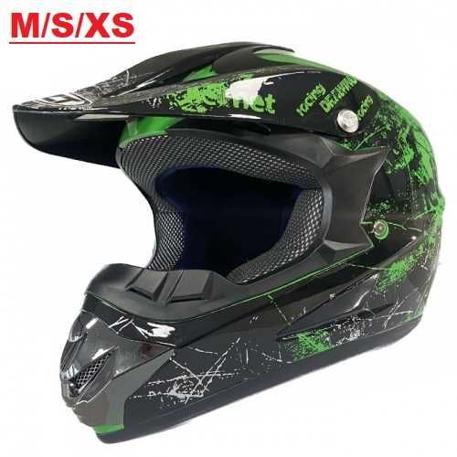 Каска мотор крос Детска ORANGE/ GREEN два цвята