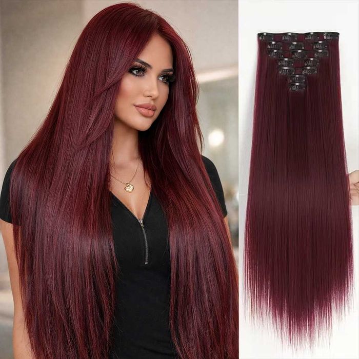 Екстеншън с клипс / треса / 7 реда треси с клипси / Удължение за Коса