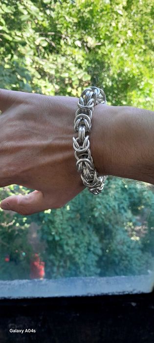 Сребърна Гривна Кралска Плетка-75грама.