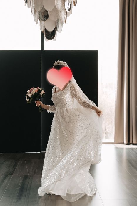 Свадебное платье ручная работа, покрытое пайетками