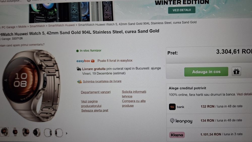 Huawei Watch 5 Sigiliat curea Titanium carcasaStainlessSteel Sand Gold