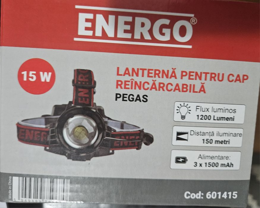 Set 2 lanterne reincarcabile puternice si o ruleta 5m  lata magnetica