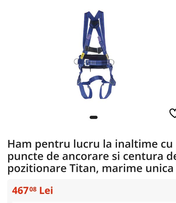 Ham centura  pentru lucru la inaltime cu 2 puncte de ancorare si cent