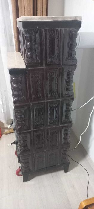 Soba teracota pe lemne, cu marmura, Aba, 1320 x 465 x 465 mm