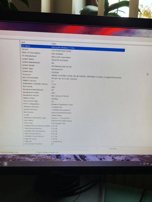 Calculator HP EliteDesk 800 G4 SFF,  i3-8100, 8 GB,  ssd 240 GB