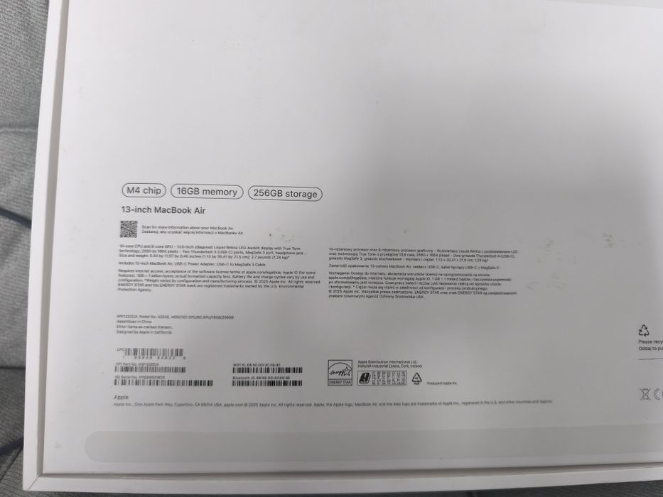 Mac Book Air M4 2025/16/256GB.