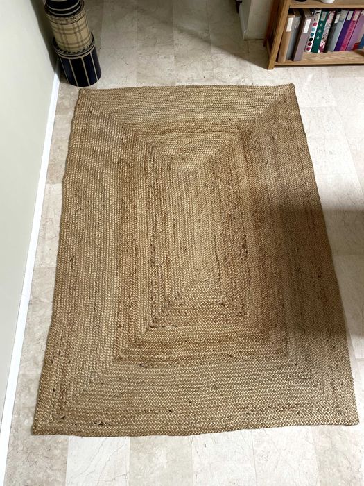 Set decorativ: covor, perne și lampă din iută