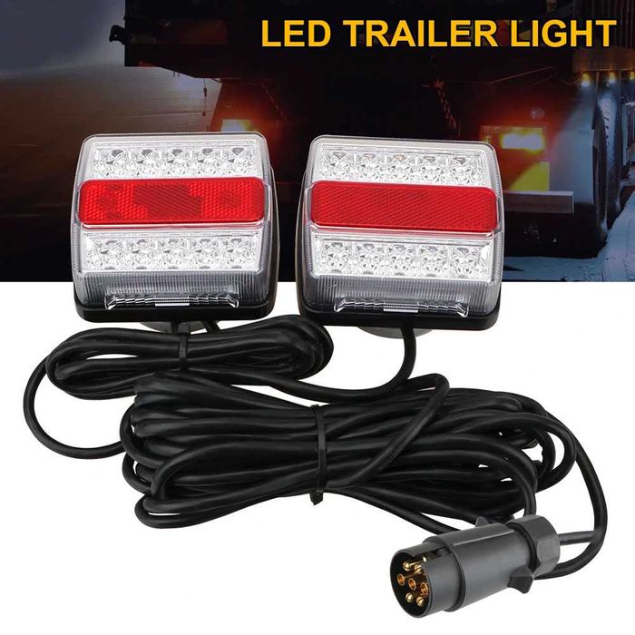 12V LED Стопове с магнит за Ремарке и Колесар - 5 Функции, 7 PIN кабел