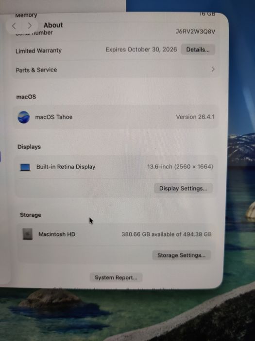 Macbook Air M4 13.6" 16gb 512ssd