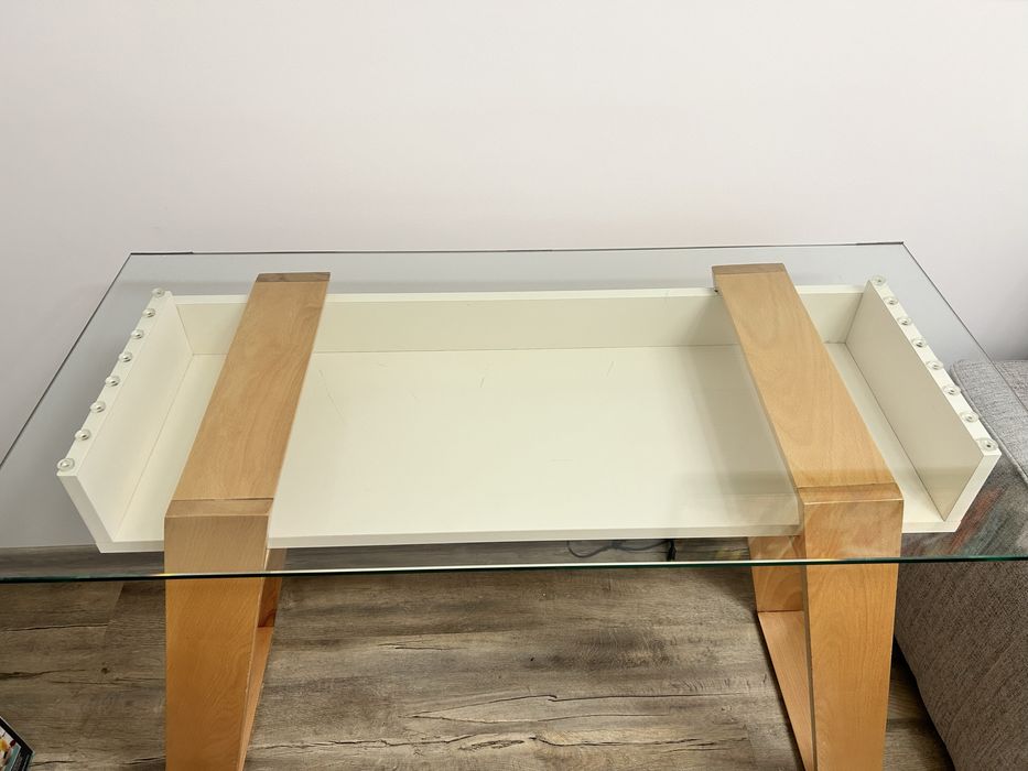 Birou lucrat de acasa sticla si lemn la comanda