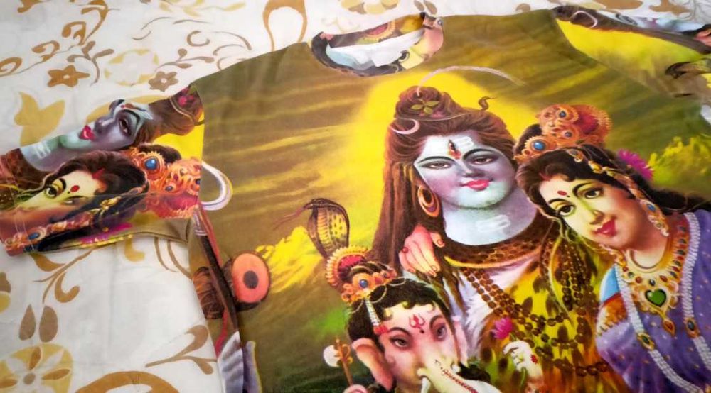 Хинду фланелка с Шива, Парвати, Ганеш L