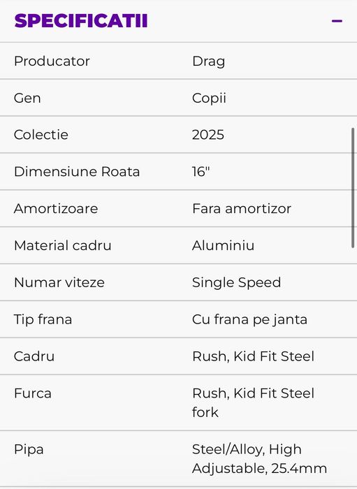 Bicicleta de copii Drag