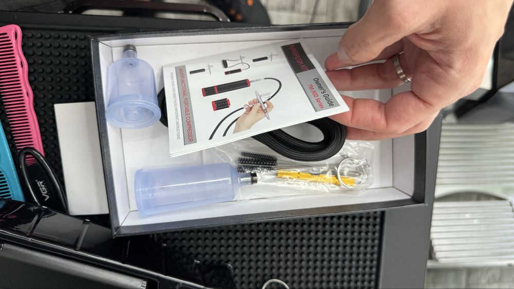 Aerograf Air brush compresor vopsit (barba/par/machiaj/unghii/tatuaj)